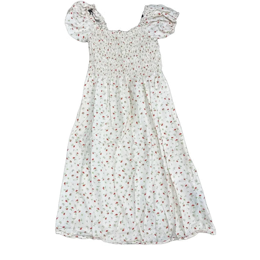 Dress Casual Midi By H&m In Cream & Red, Size: M