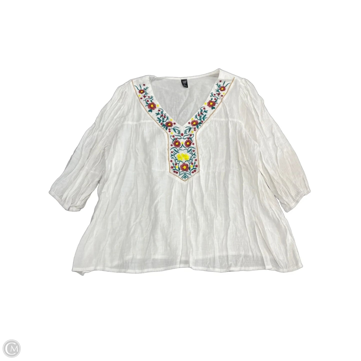Top Short Sleeve By Shein In White, Size: 2x