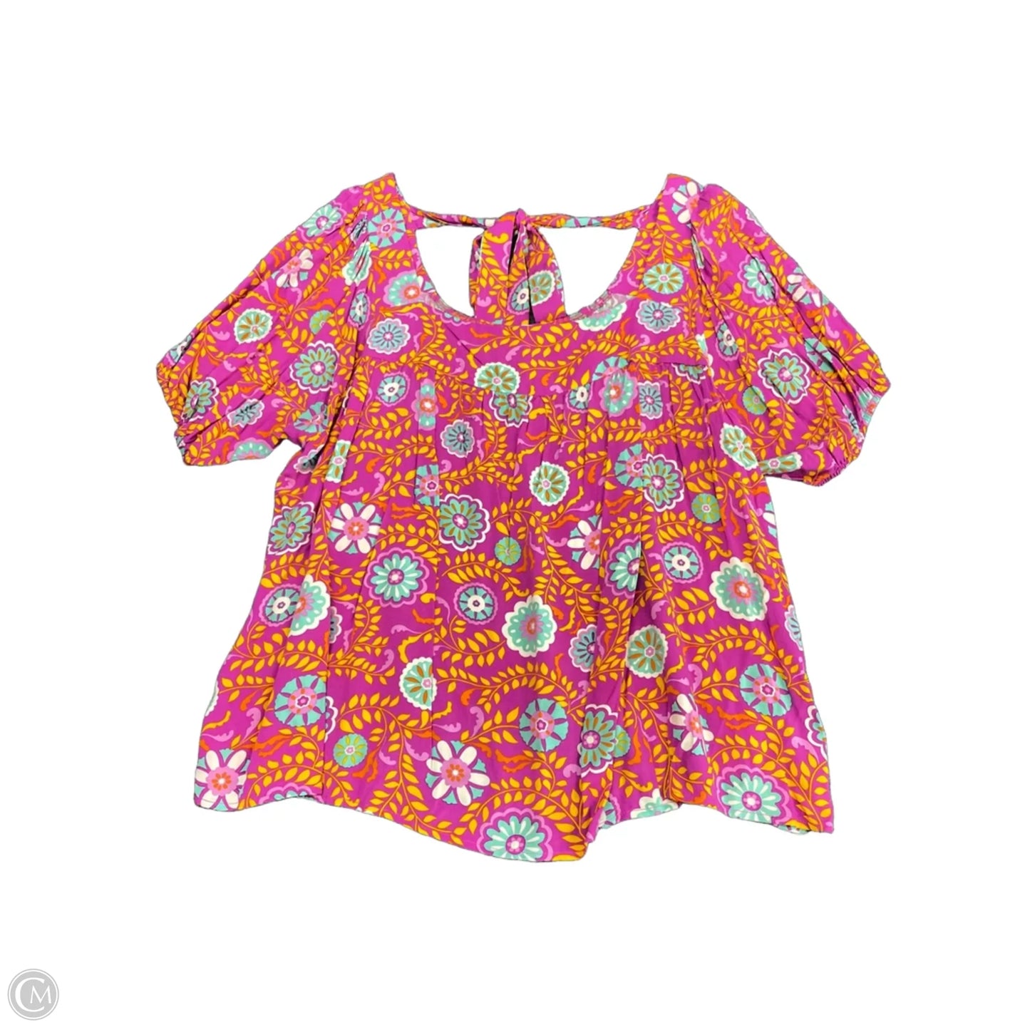 Top Short Sleeve By Emily Wonder In Orange & Pink, Size: 1x