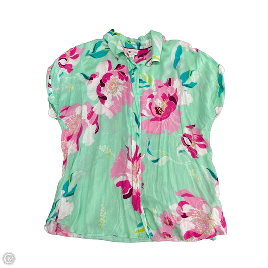 Top Short Sleeve By Stylus In Green & Pink, Size: Xl