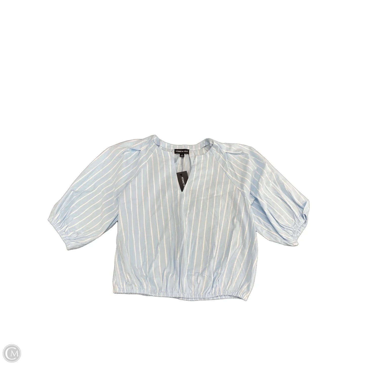 Top Short Sleeve By Kenneth Cole In Blue & White, Size: S