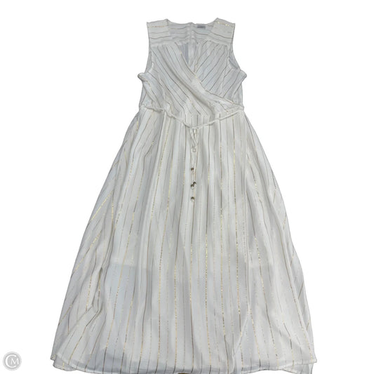 Dress Casual Midi By Clothes Mentor In Gold & White, Size: L