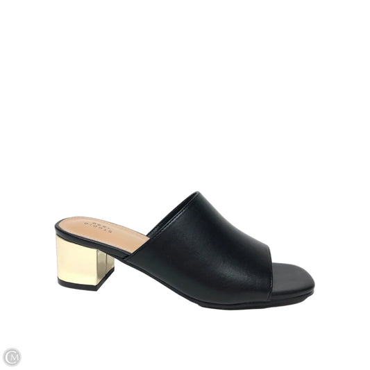 Shoes Heels Block By Clothes Mentor In Black & Gold, Size: 9