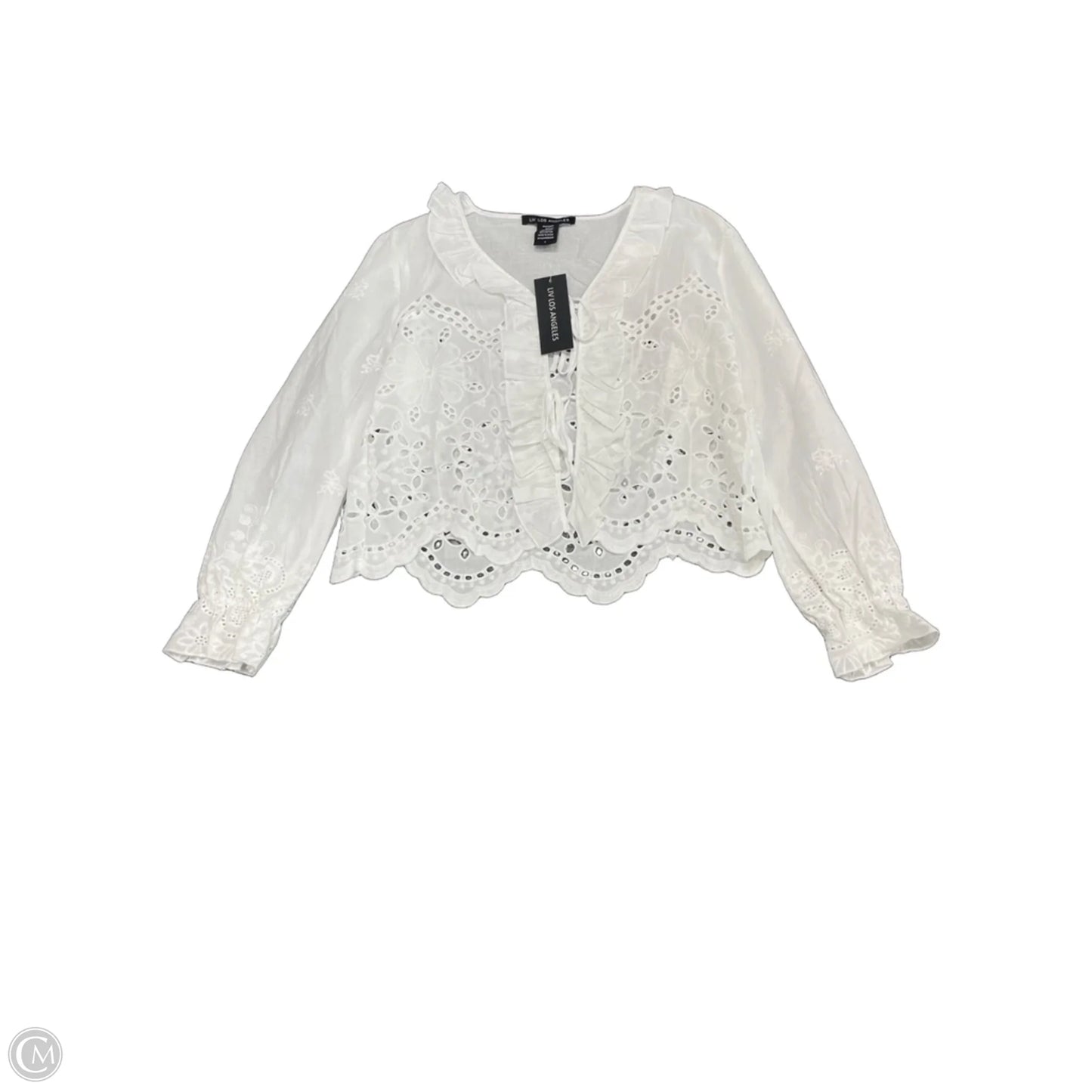 Top Long Sleeve By Clothes Mentor In White, Size: L