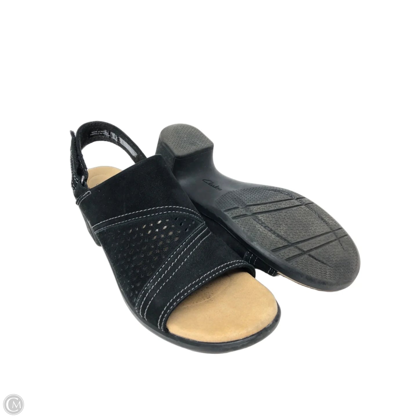 Sandals Heels Block By Clarks In Black, Size: 7.5