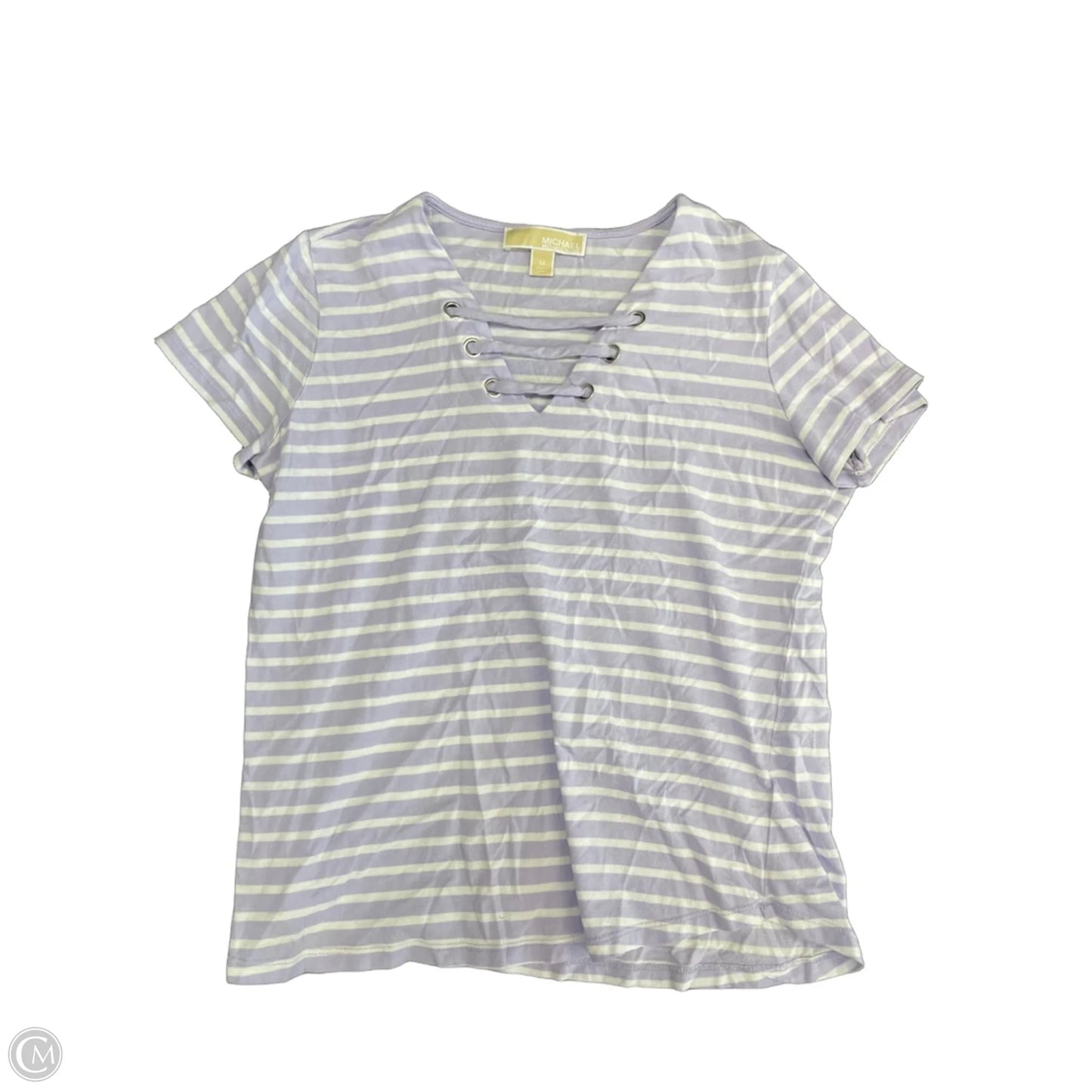 Top Short Sleeve By Michael By Michael Kors In Purple & White, Size: M