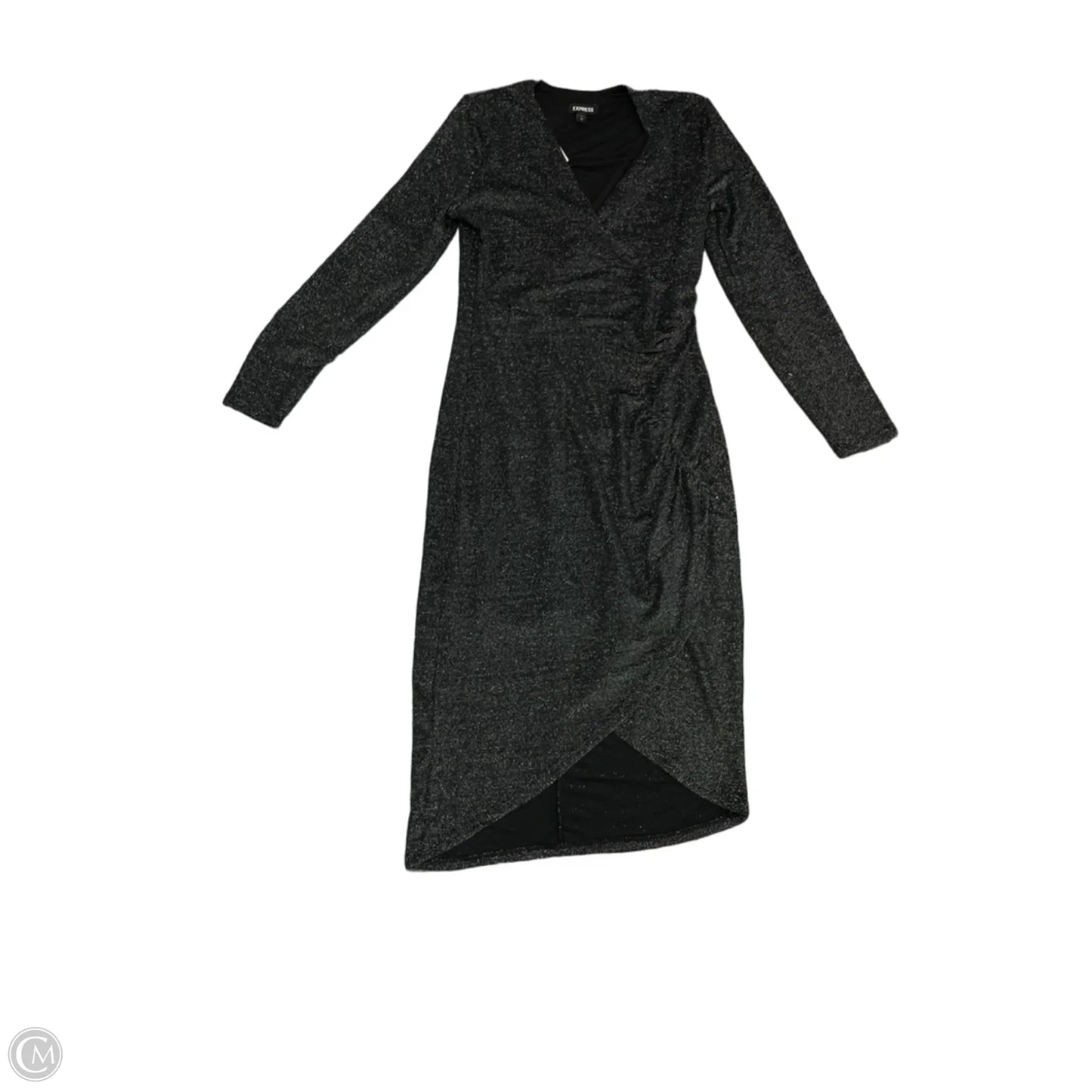 Dress Casual Midi By Express In Black & Silver, Size: M