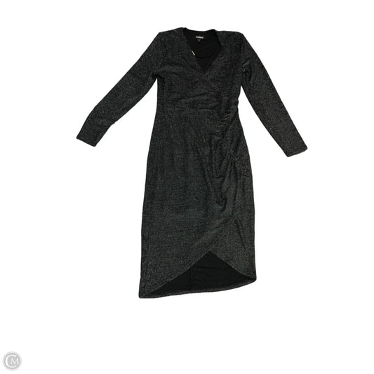Dress Casual Midi By Express In Black & Silver, Size: M
