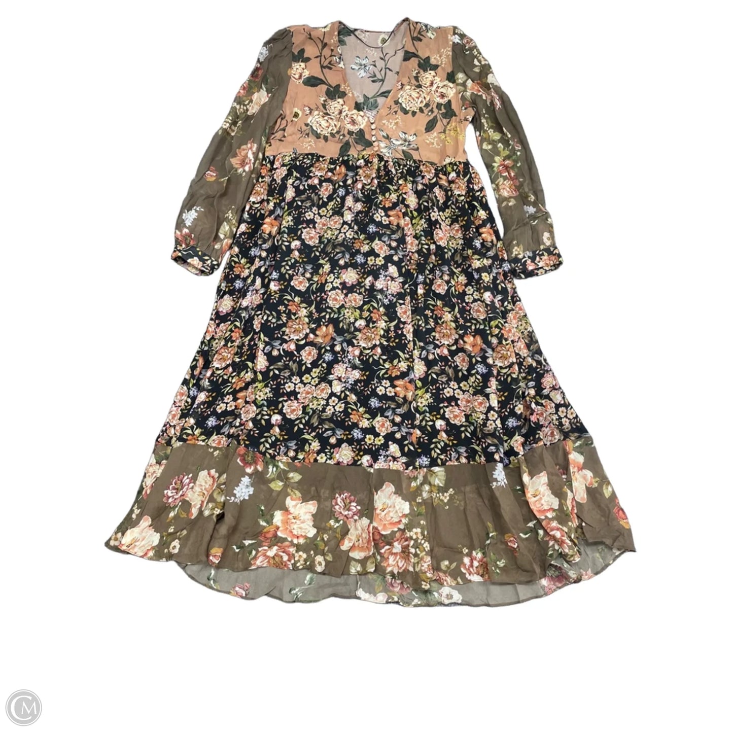 Dress Casual Midi By Zara Women In Black & Brown, Size: M
