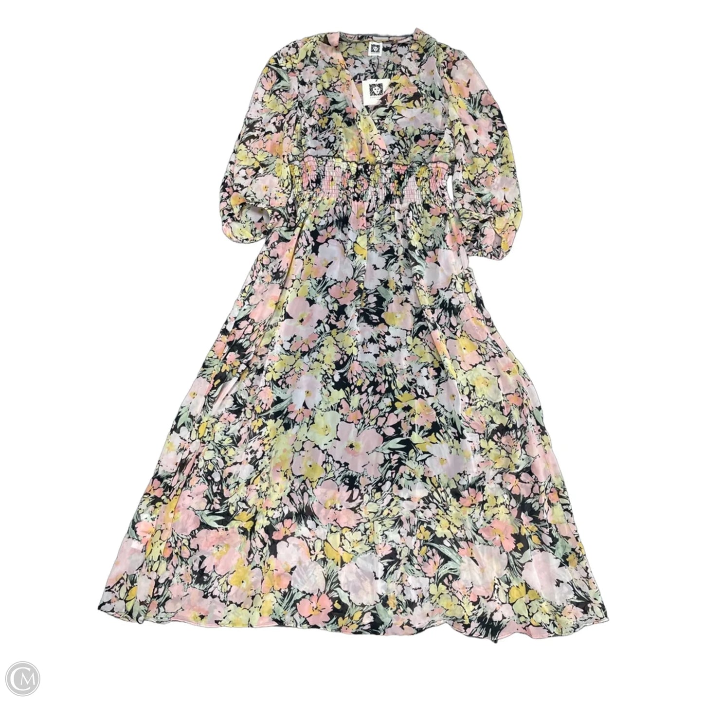 Dress Casual Midi By Anne Klein In Black & Pink, Size: 8