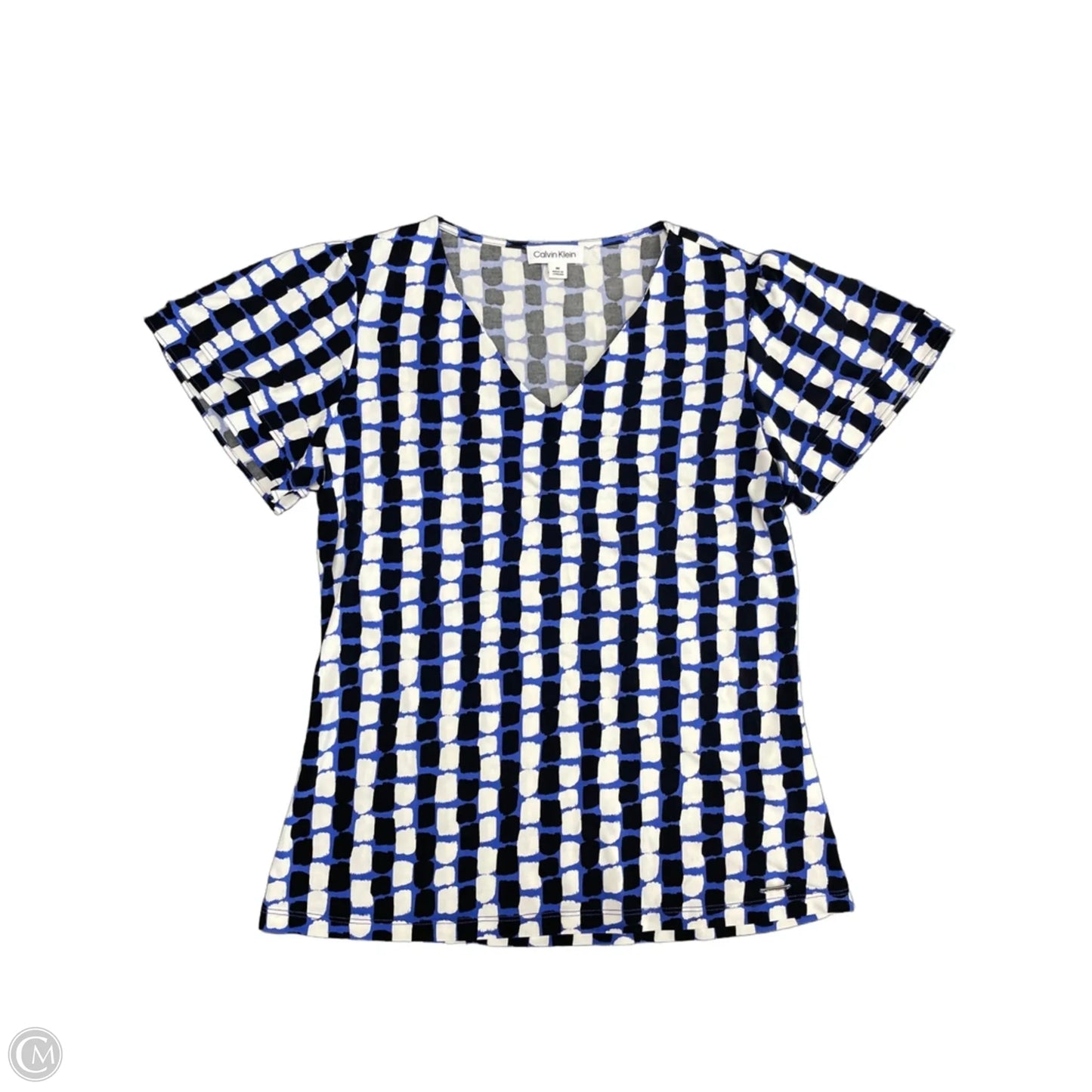 Top Short Sleeve By Calvin Klein In Black & Blue, Size: M
