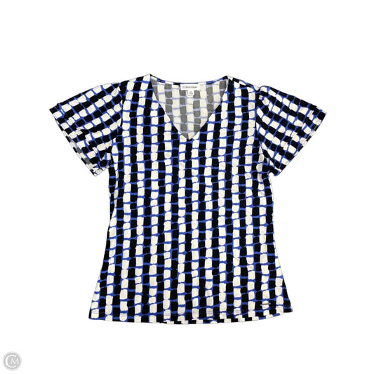Top Short Sleeve By Calvin Klein In Black & Blue, Size: M