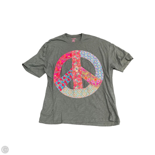 Top Short Sleeve By Natural Life In Grey & Pink, Size: Xl