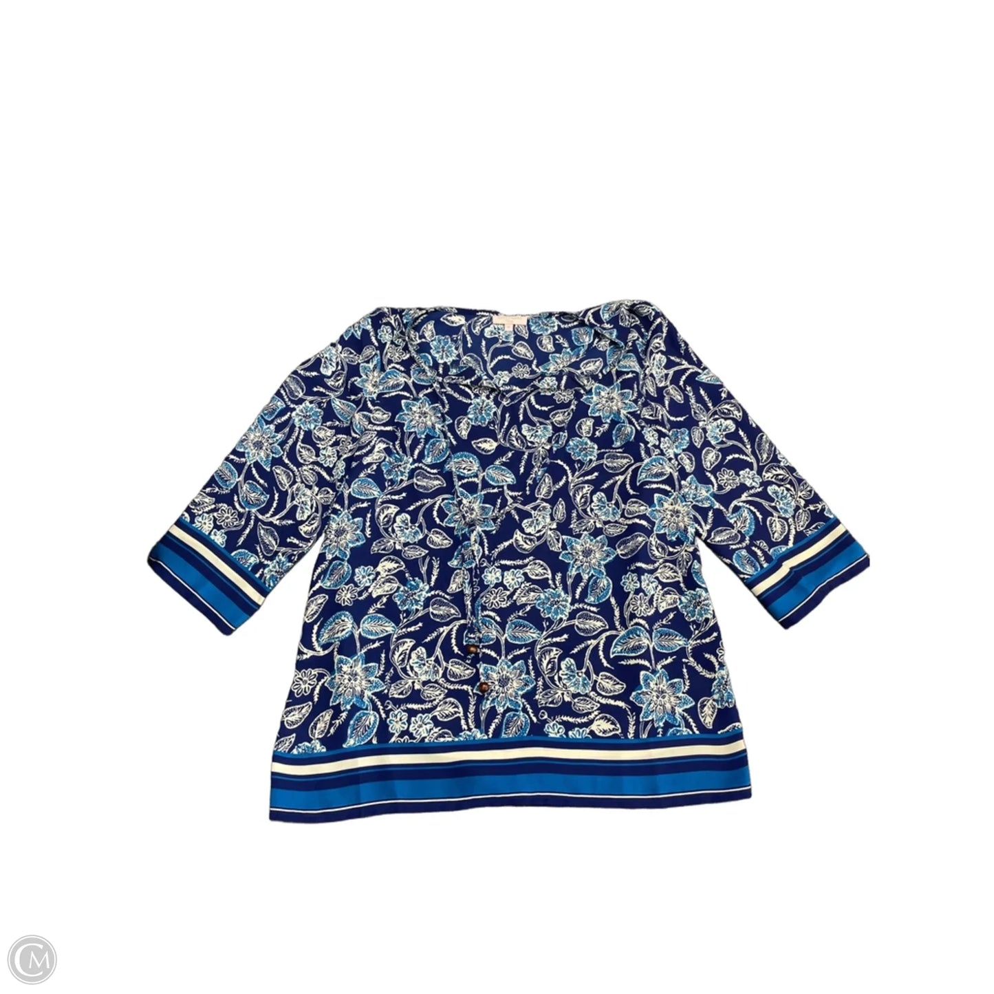 Top Long Sleeve By St Tropez In Blue & White, Size: M
