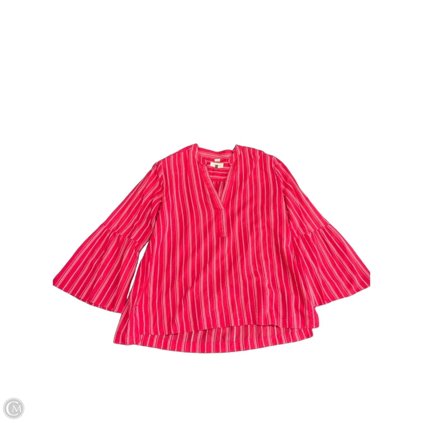 Top Long Sleeve By Loft In Red & White, Size: M