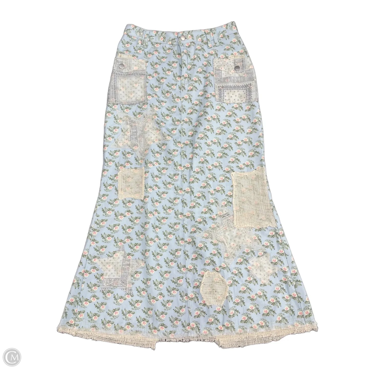 Skirt Midi By Pol In Blue & White, Size: M
