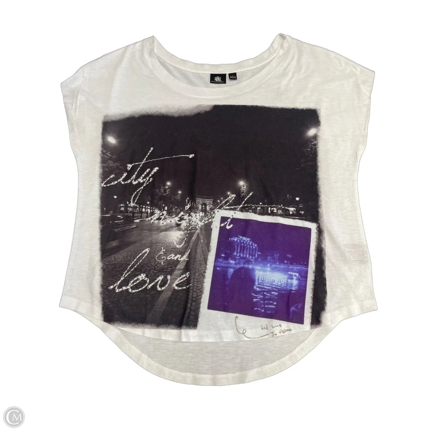 Top Short Sleeve Basic By Rock And Republic In Grey & White, Size: S