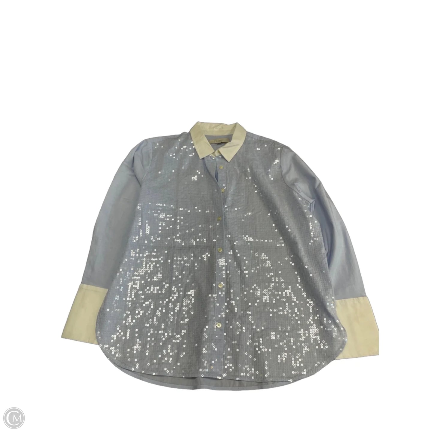 Top Long Sleeve By Loft In Blue & White, Size: L