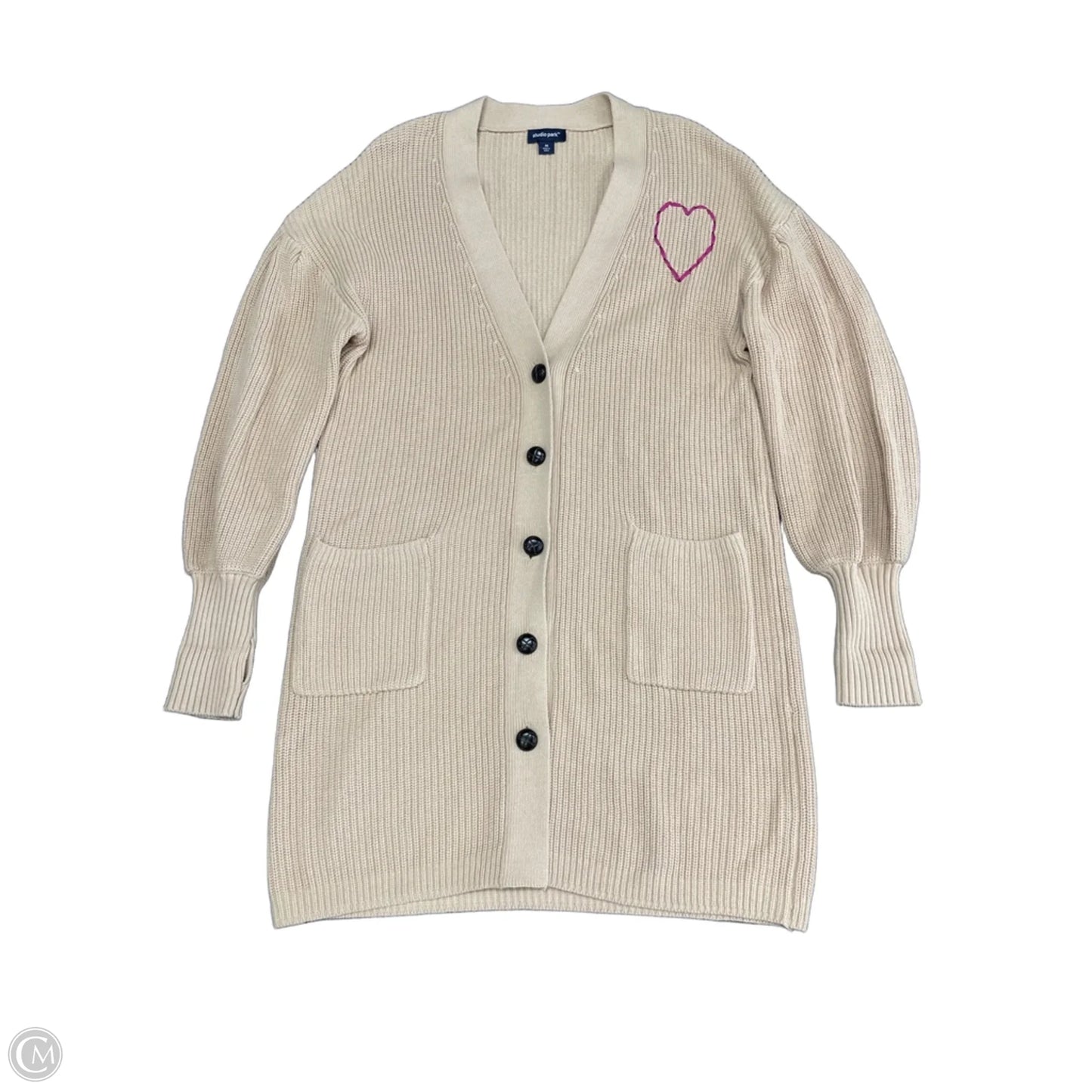 Sweater Cardigan By Clothes Mentor In Cream, Size: M