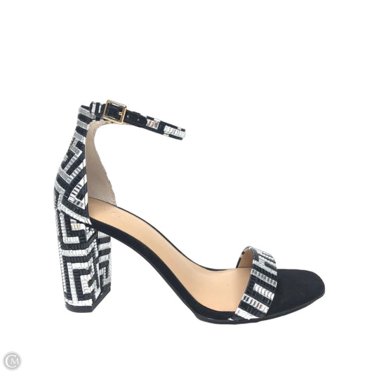 Sandals Heels Block By Inc In Black & Silver, Size: 10