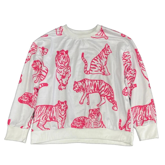 Sweatshirt Crewneck By Cme In Pink & White, Size: L