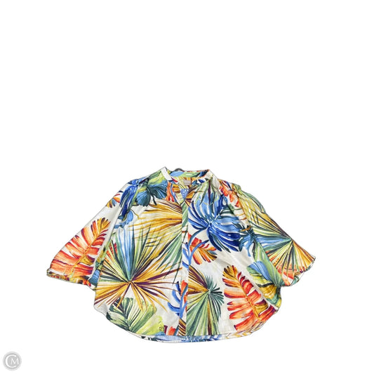 Top Short Sleeve By Chicos In Tropical Print, Size: Xl