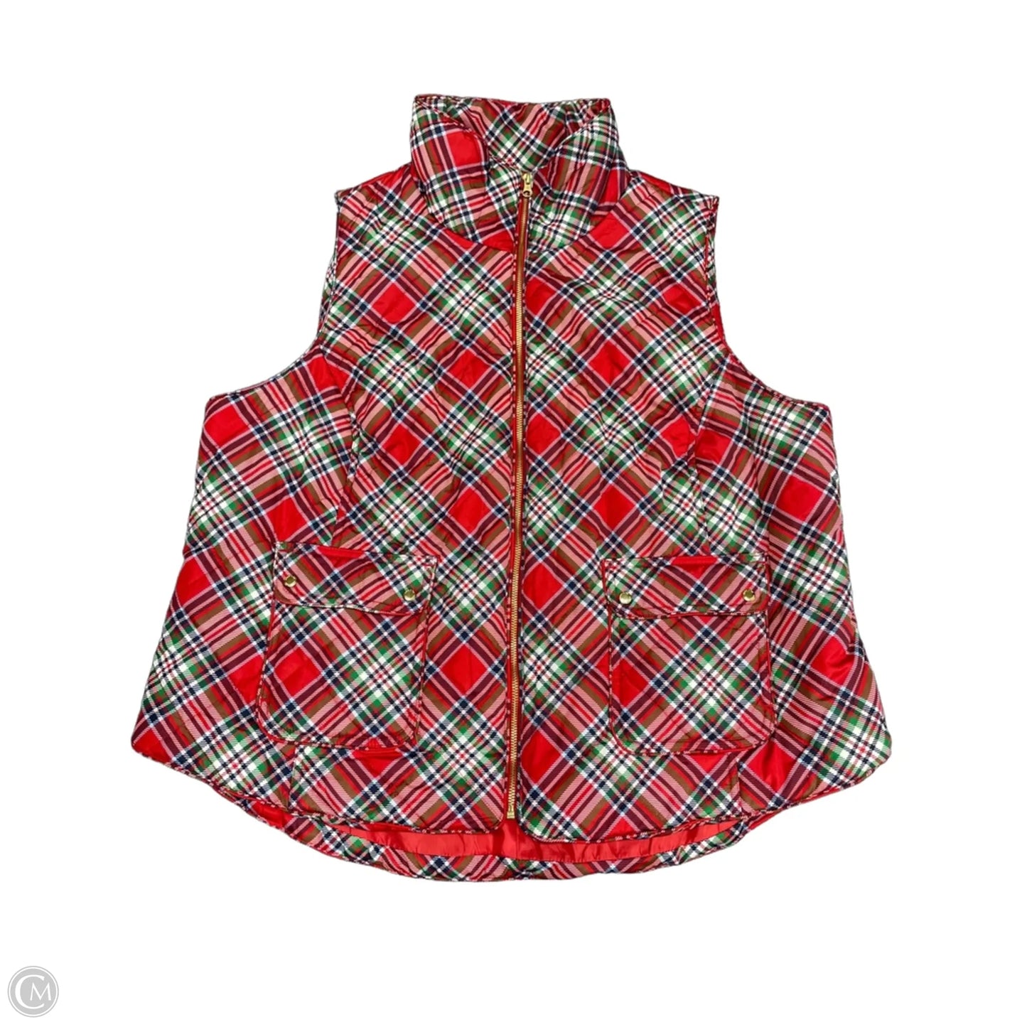 Vest Puffer & Quilted By Crown And Ivy In Green & Red, Size: 3x