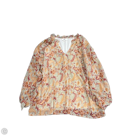 Top Long Sleeve By Entro In Orange & Red, Size: S