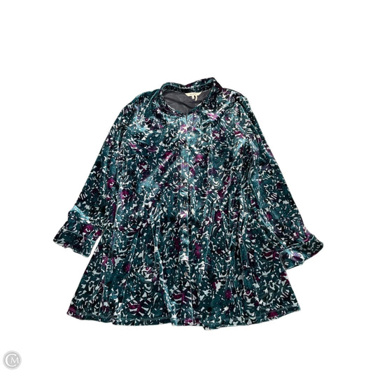 Tunic Long Sleeve By Zozo In Blue & Purple, Size: Xl