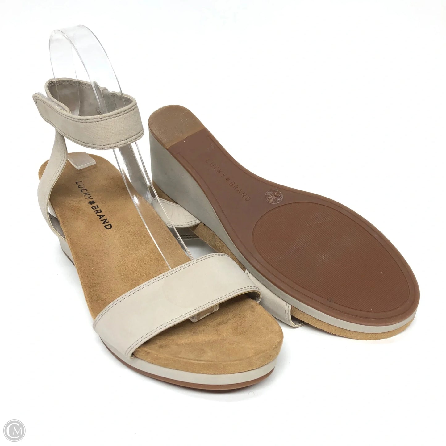 Sandals Heels Wedge By Lucky Brand In Brown & Grey, Size: 8.5