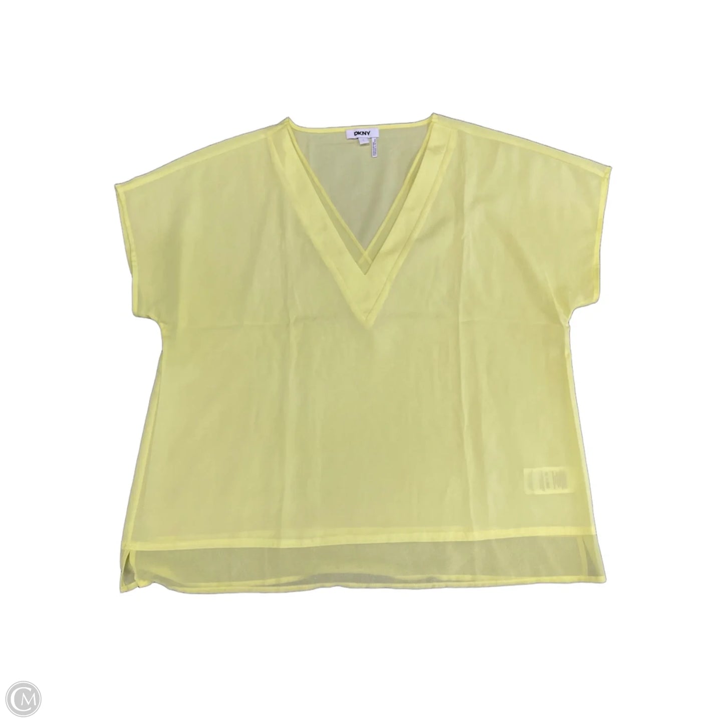 Top Short Sleeve By Dkny In Yellow, Size: L