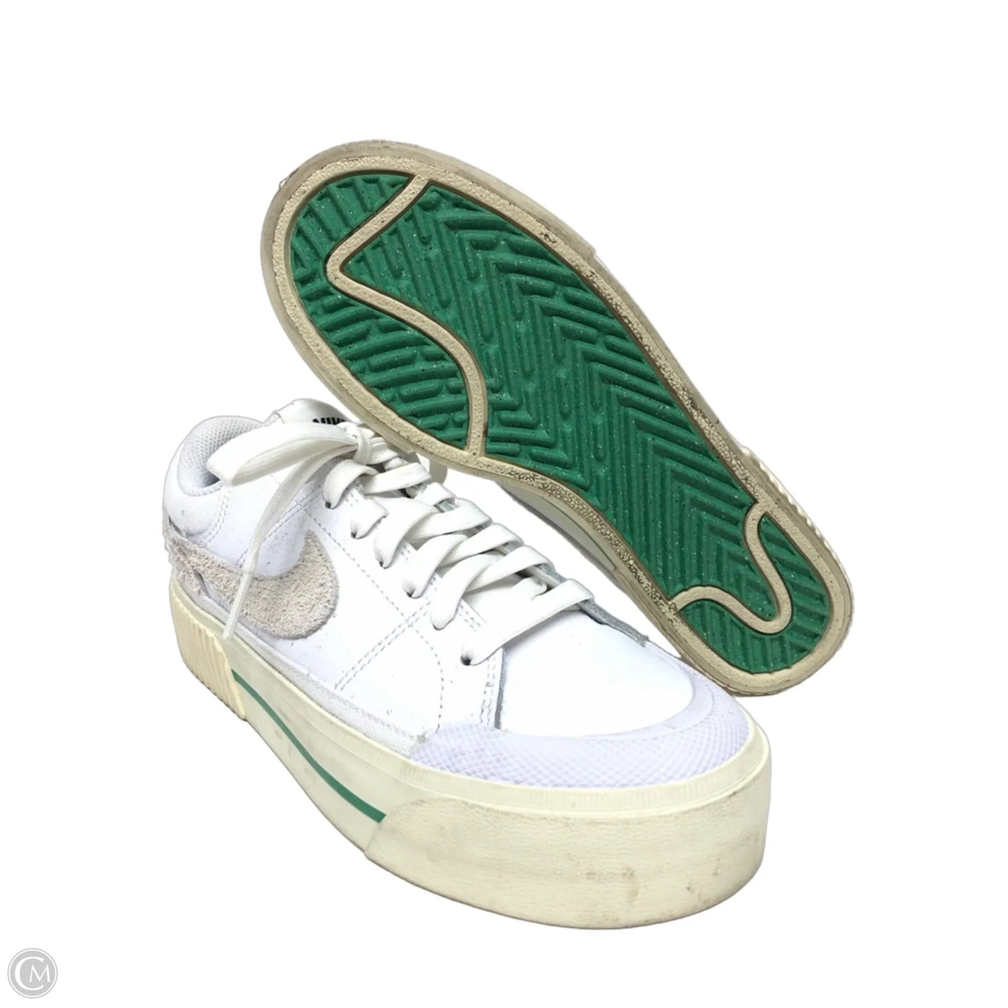 Shoes Sneakers Platform By Nike In Green & White, Size: 6.5