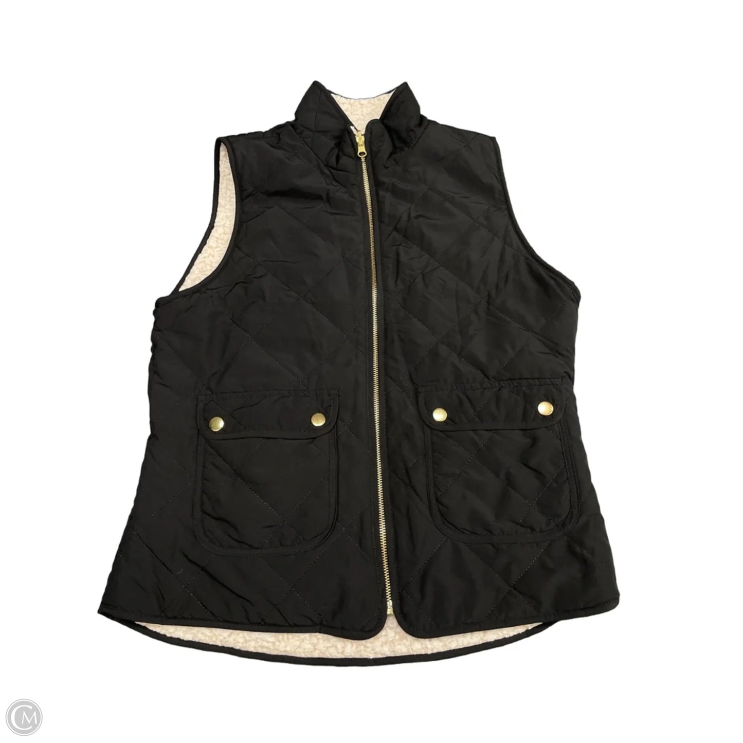 Vest Puffer & Quilted By Love Tree In Black & Cream, Size: S
