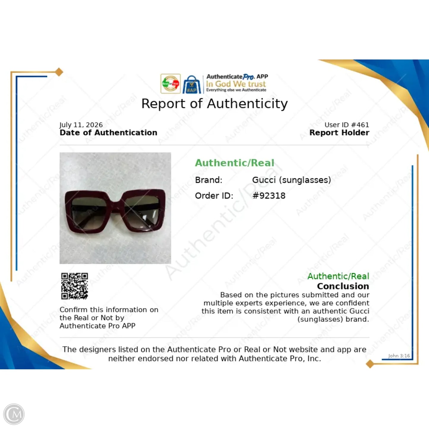 Sunglasses Luxury Designer By Gucci