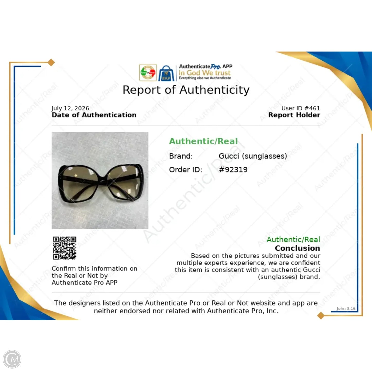 Sunglasses Luxury Designer By Gucci, Size: