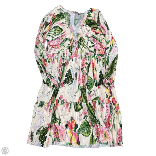 Dress Casual Short By H&m In Cream & Green, Size: L
