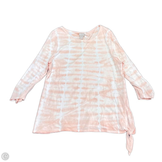 Top 3/4 Sleeve By Chicos In Peach, Size: L