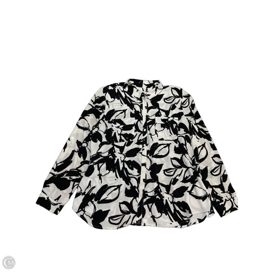 Blouse Long Sleeve By Loft In Black & White, Size: Xl
