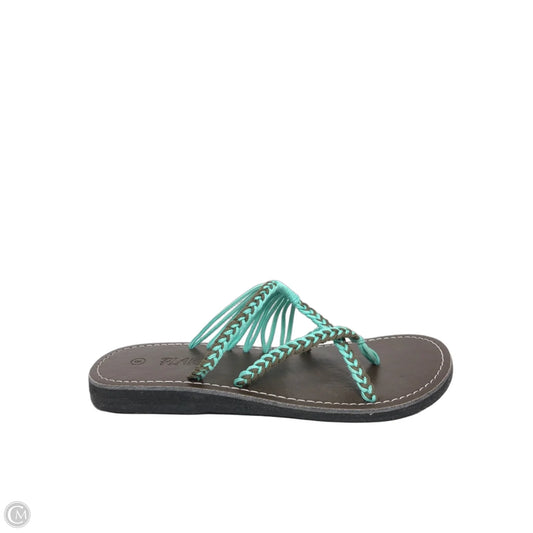 Sandals Flats By Clothes Mentor In Blue & Brown, Size: 8