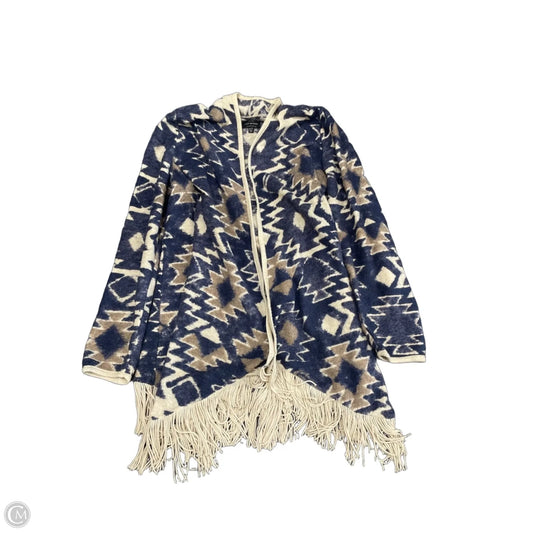 Cardigan By Lucky Brand In Blue & Cream, Size: Xl