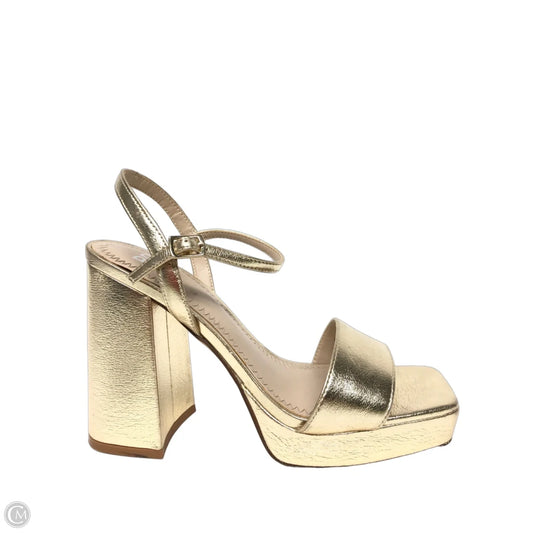 Sandals Heels Block By Bp In Gold, Size: 7