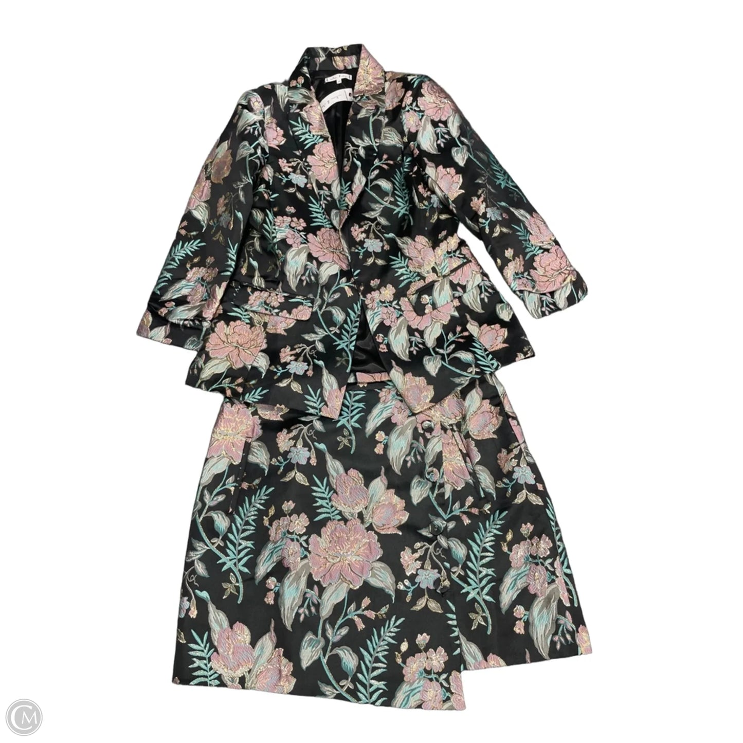 Skirt Suit 2pc By Willow & Clay In Black & Pink, Size: M