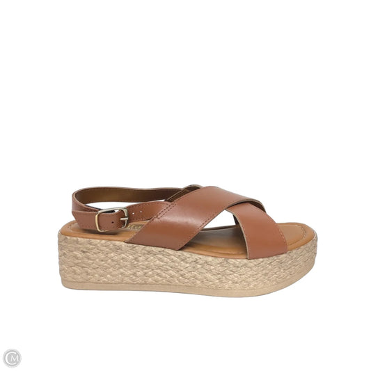 Sandals Heels Platform By Clothes Mentor In Brown, Size: 9