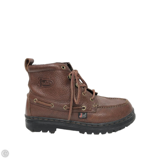 Boots Ankle Flats By Justin In Brown, Size: 7.5