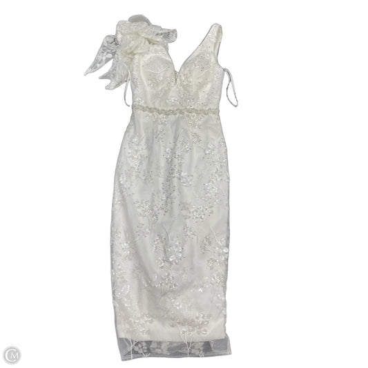 Dress Party Midi By Mac Duggal In White, Size: 0