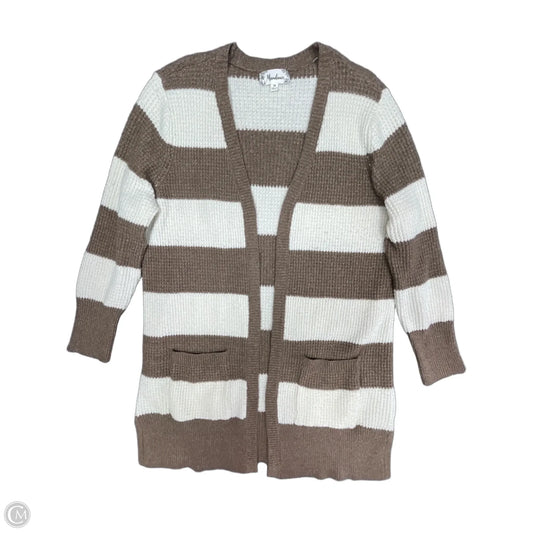 Sweater Cardigan By Clothes Mentor In Brown & White, Size: 1x