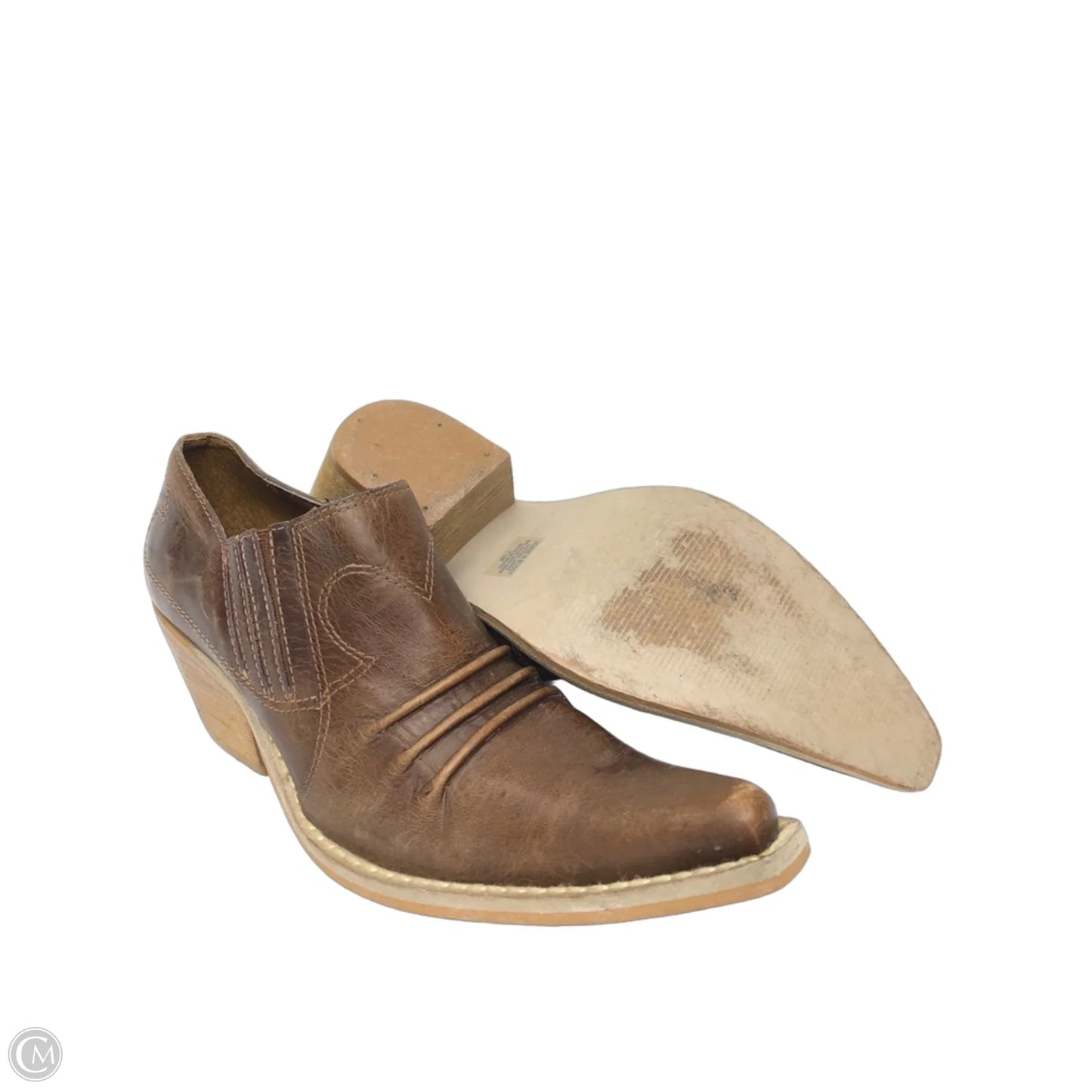 Boots Ankle Heels By Clothes Mentor In Brown, Size: 7.5
