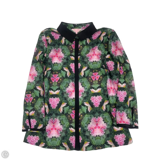 Blouse Long Sleeve By Ted Baker In Green & Pink, Size: S