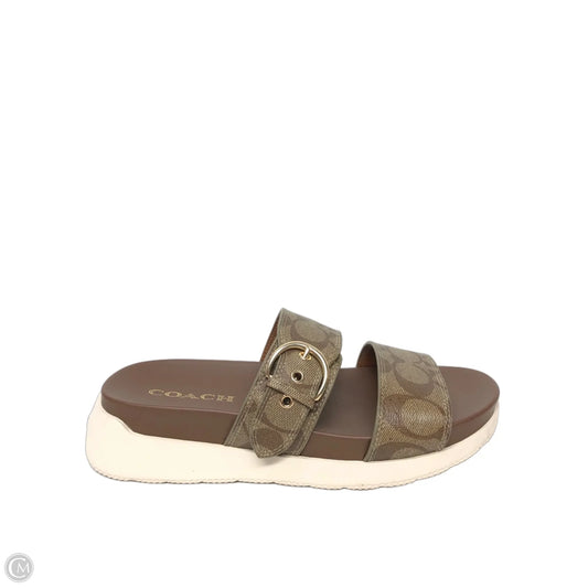 Sandals Designer By Coach In Brown & Cream, Size: 7