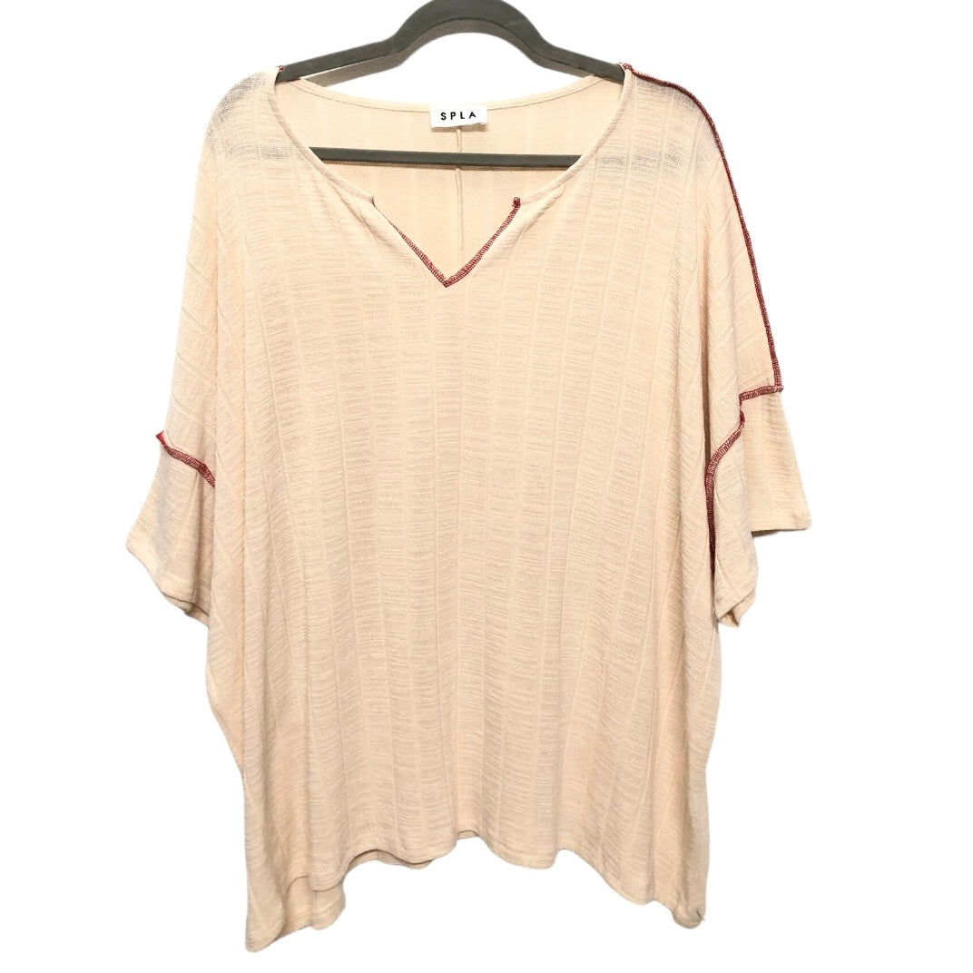 Cream Top Short Sleeve Clothes Mentor, Size 2x